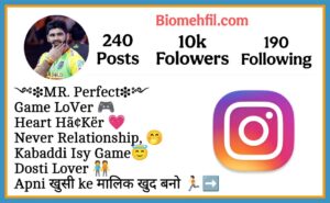 Kabaddi Lover Instagram Bio