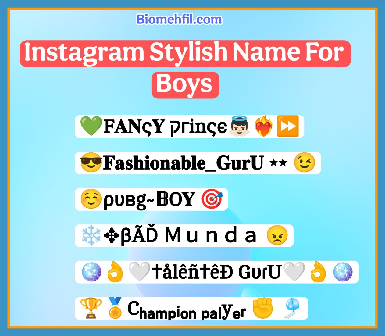 Instagram Stylish Name For Boys